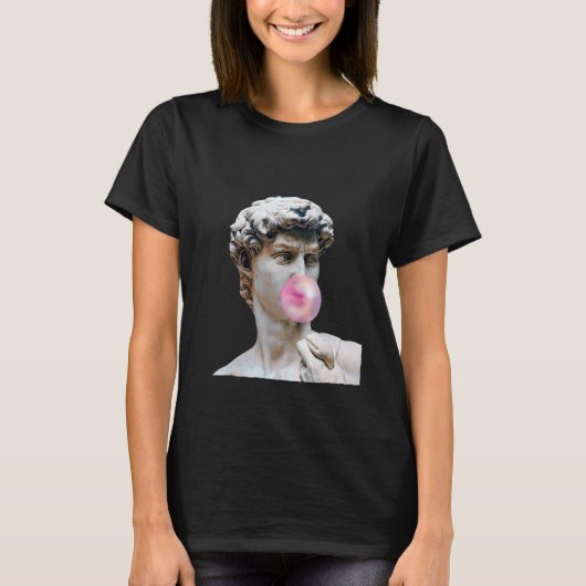 David Michelangelo met Bubblegum Statue Art Man W T-shirt (Voorkant)