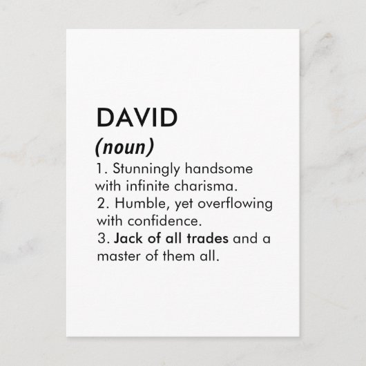 David naam, Bewerkbare naam, Aangepaste naam Briefkaart (Voorkant)