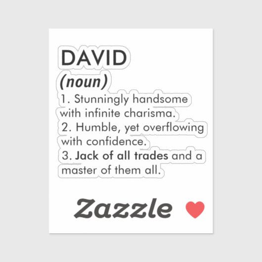 David naam, Bewerkbare naam, Aangepaste naam Sticker (Vel)
