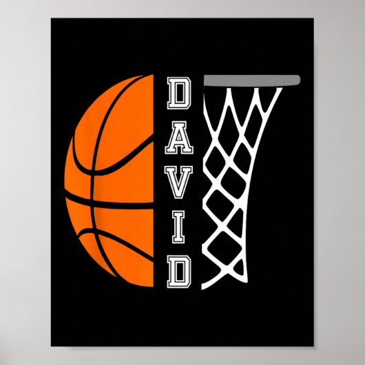 David Naam Gepersonaliseerde Basketbalspeler Grafi Poster (Voorkant)