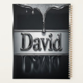 David Naam in Vloeibaar Metaal Chroom Planner (Achterkant)