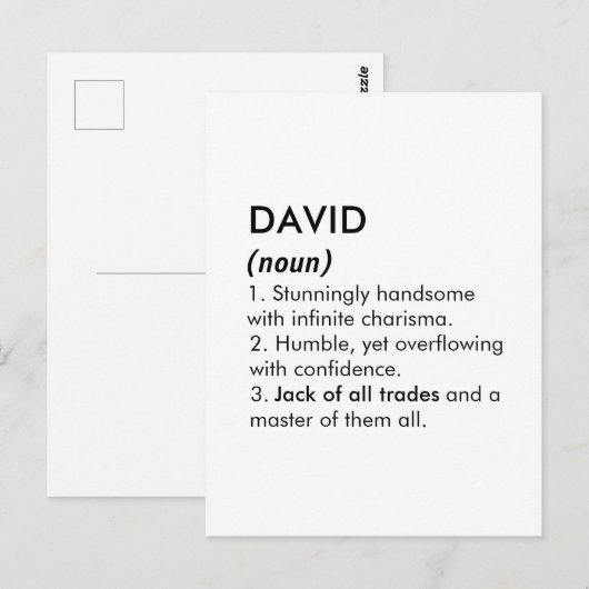 David name, Editable name, Custom name Briefkaart (Voorkant / Achterkant)