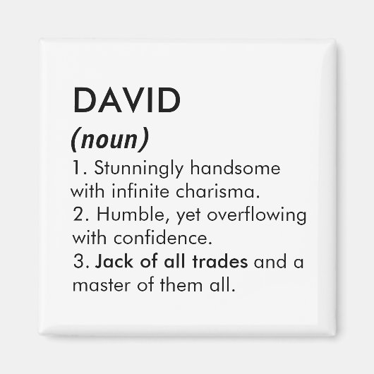 David name, Editable name, Custom name Magneet (Voorkant)