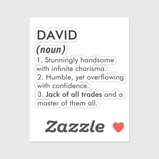 David name, Editable name, Custom name Sticker (Vel)
