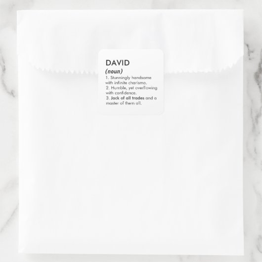 David name, Editable name, Custom name Vierkante Sticker (Tas)