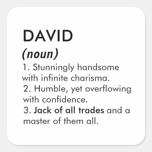David name, Editable name, Custom name Vierkante Sticker (Voorkant)