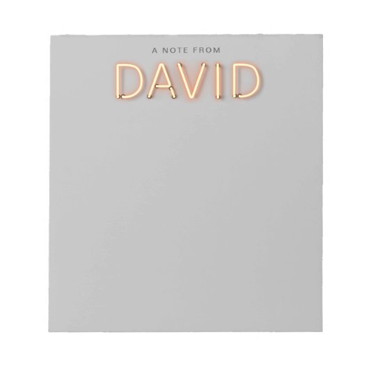 David Name in Ggloed Neon Lights Notitieblok (Voorkant)