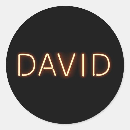 David Name in Ggloed Neon Lights Ronde Sticker (Voorkant)