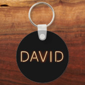 David Name in Ggloed Neon Lights Sleutelhanger (Voorkant)