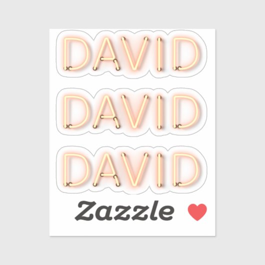 David Name in Ggloed Neon Lights Sticker (Vel)