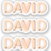 David Name in Ggloed Neon Lights Sticker (Voorkant)