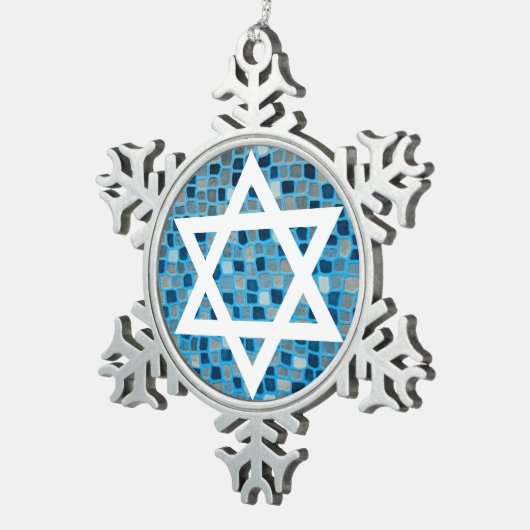 David op Blue Mosaic Tegel Pattern Ornament (Rechts)