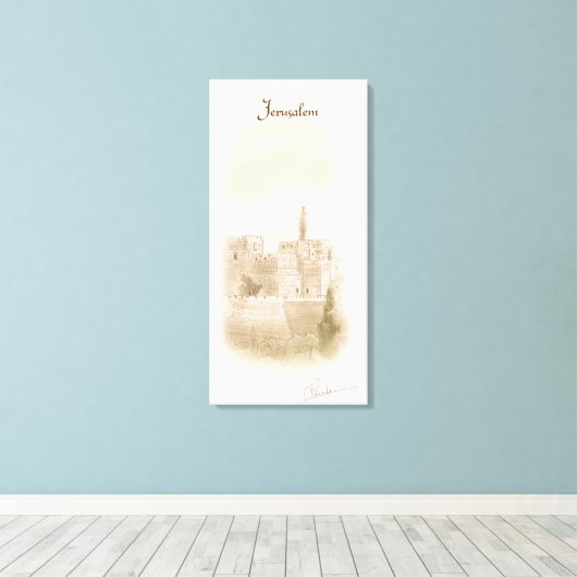 David Oude Stad Jeruzalem Israël Kunst Schilderen Canvas Afdruk (Insitu (Houten vloer))