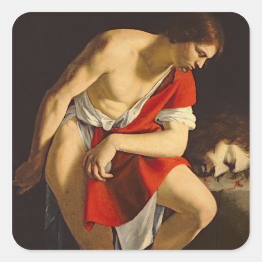 David overdenkt het hoofd van Goliath Vierkante Sticker (Voorkant)