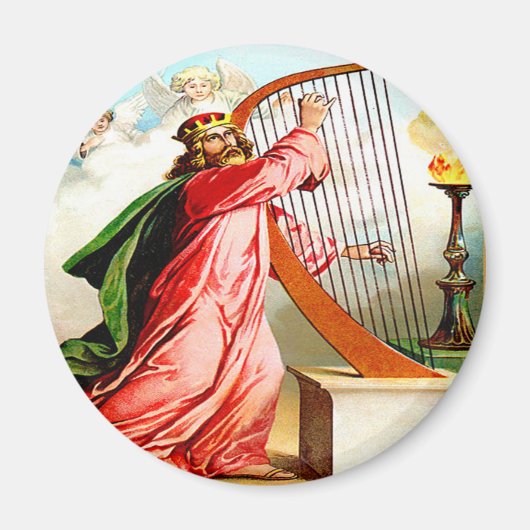 David prees god over harp Magnet (Voorkant)