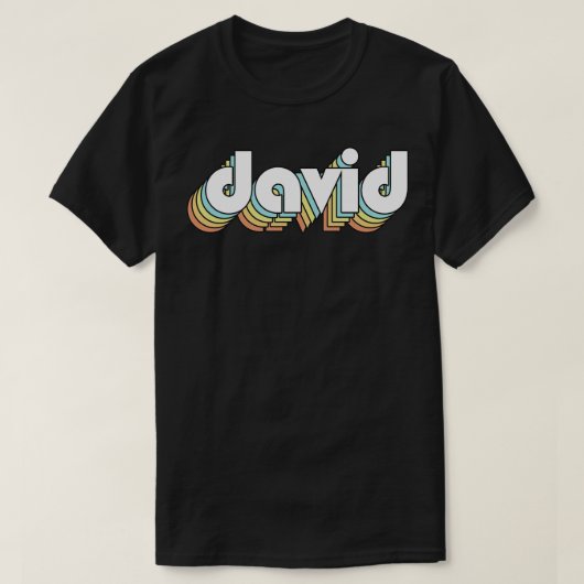 David Retro Rainbow Typography Faded Style T-shirt (Design voorkant)