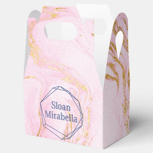 David Roos Gold Blush Pink Marble Logo Bedankdoosjes (Geopend)