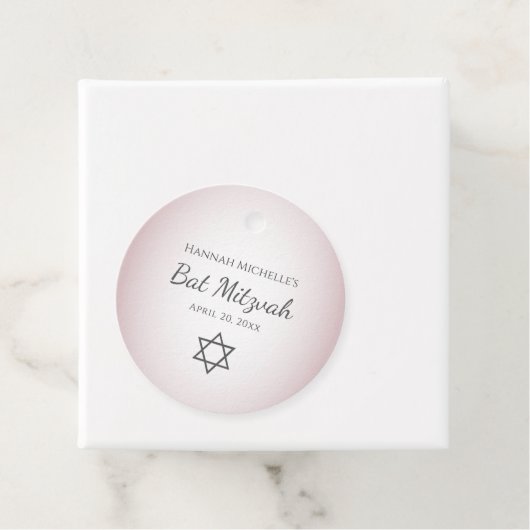 David Simple  Blush Pink Bat Mitswa Bedankjes Labels (In situ)
