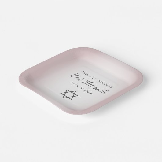 David Simple Blush Pink Bat Mitswa Papieren Bordje (Gebogen)