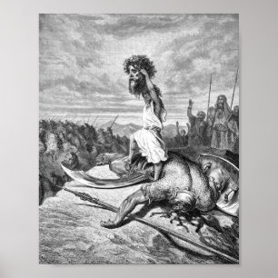 David Slays Goliath uit Gustave Dore 1886 Poster