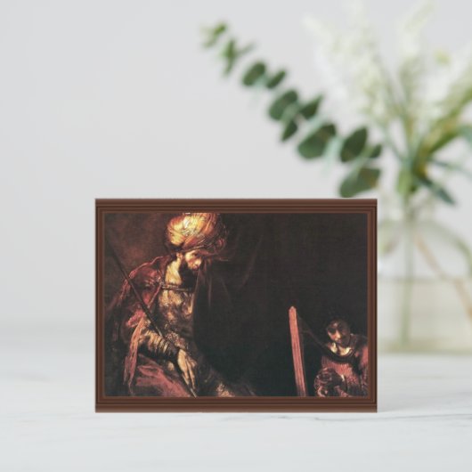 David speelde de Harp voor Saul. Briefkaart (Staand voorkant)