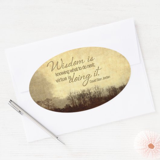 David Starr Jordan Inspirerend citaat "Wisdom" Ovale Sticker (Envelop)