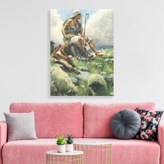 David the Shepherd door Copping, religie Canvas Afdruk (Insitu (Woonkamer))