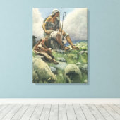 David the Shepherd door Copping,  religie Canvas Afdruk (Insitu (Houten vloer))