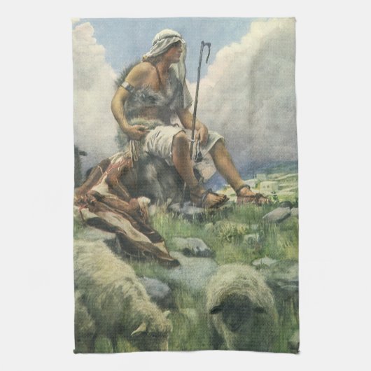 David the Shepherd door Copping,  religie Theedoek (Verticaal)