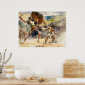 David vecht tegen machtige Goliath Poster (Keuken)