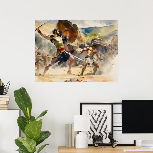 David vecht tegen machtige Goliath Poster (Thuiskantoor)