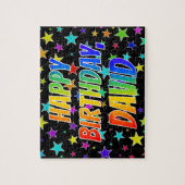 "DAVID" Voornaam, geun "HAPPY BIRTHDAY" Legpuzzel (Verticaal)