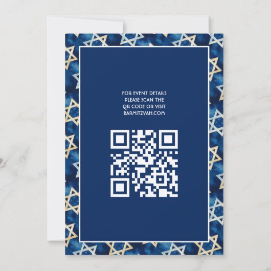 David Waterverf Custom QR Bar Bat Mitzvah Kaart (Achterkant)