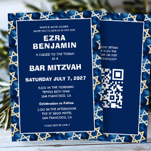 David Waterverf Custom QR Bar Bat Mitzvah Kaart