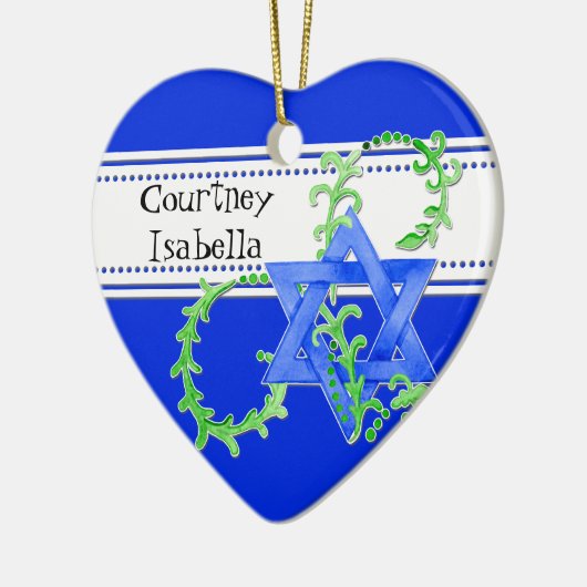 David Waterverf Leaf Dot Swirl Uitnodigen Keramisch Ornament (Links)