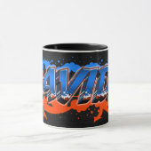 Davide Vorname Name Graffiti blue orange Tasse Mok (Midden)