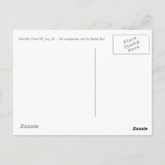David's Pool 09iso Aangepast 3d Computer Art brief Briefkaart (Achterkant)