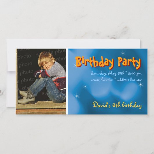 David's verjaardagsfeestje | Sterren Foto Uitnodig (Voorkant)