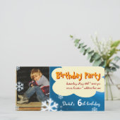 David's Winter Birthday Party Fotouitnodiging (Staand voorkant)