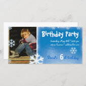 David's Winter Snow Birthday Party Foto (Voorkant / Achterkant)