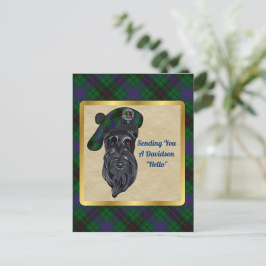 Davidson Clan Badge & Tartan Briefkaart (Staand voorkant)