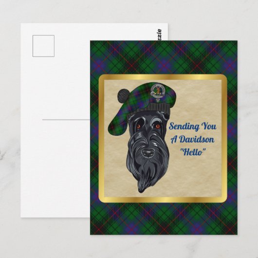 Davidson Clan Badge & Tartan Briefkaart (Voorkant / Achterkant)