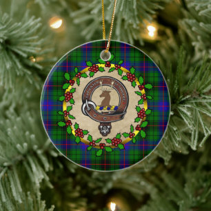 Davidson Clan Badge & Tartan Persoonlijke mas Keramisch Ornament