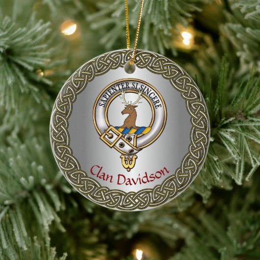 Davidson Clan Badge/Tartan Thistle Personalized Keramisch Ornament (Boom)