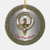 Davidson Clan Badge/Tartan Thistle Personalized Keramisch Ornament (Voorkant)