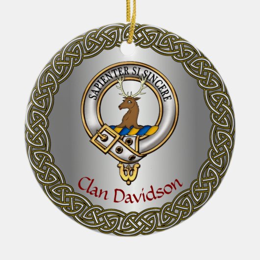 Davidson Clan Badge/Tartan Thistle Personalized Keramisch Ornament (Voorkant)