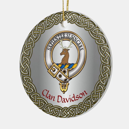 Davidson Clan Badge/Tartan Thistle Personalized Keramisch Ornament (Links)