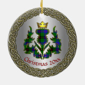 Davidson Clan Badge/Tartan Thistle Personalized Keramisch Ornament (Achterkant)