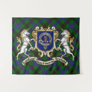 Davidson Clan Badge & Unicorns w/Tartan Wandkleed