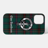 Davidson Clan Crest Badge en Tartan iPhone Hoesje (Achterkant horizontaal)